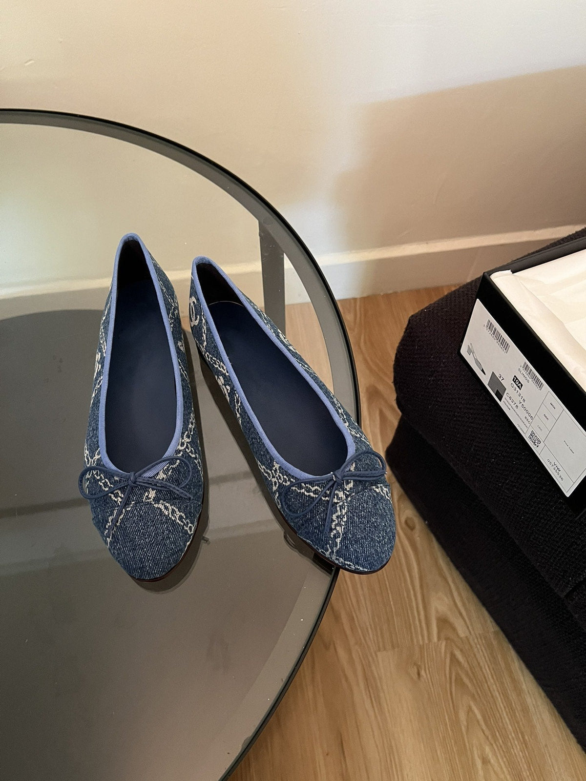 Chanel Ballet Flats Blue Denim