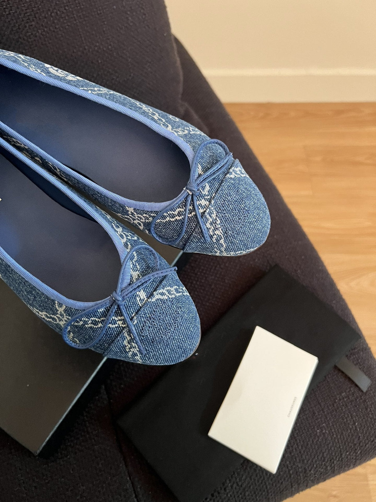 Chanel Ballet Flats Blue Denim