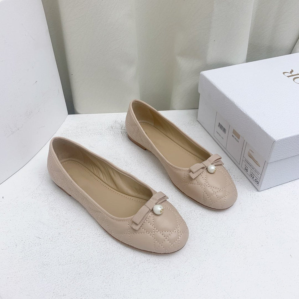 Dior CD Ballet Flat Beige Mop Front