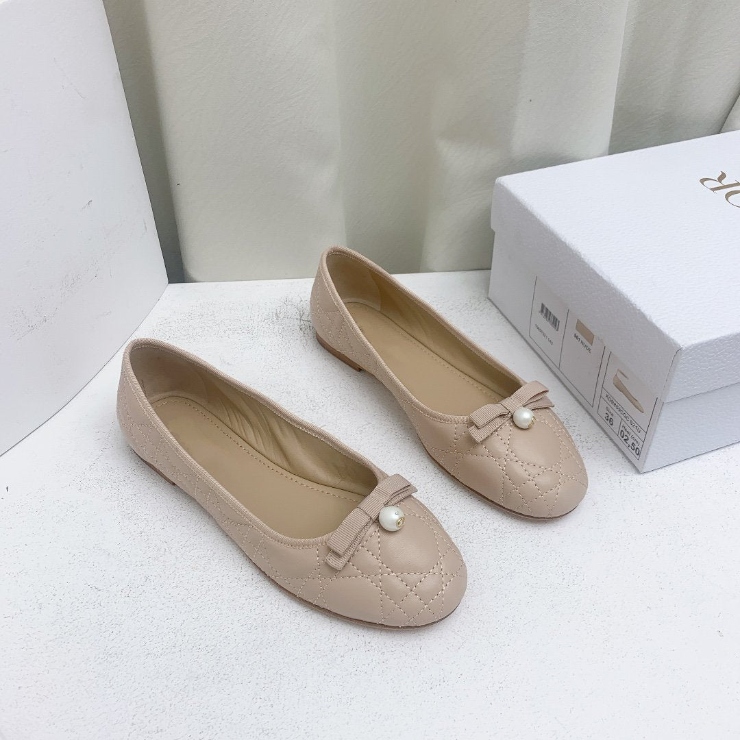 Dior CD Ballet Flat Beige Mop Front