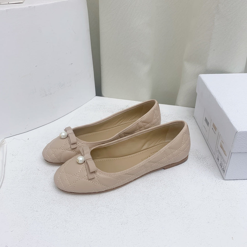 Dior CD Ballet Flat Beige Mop Front