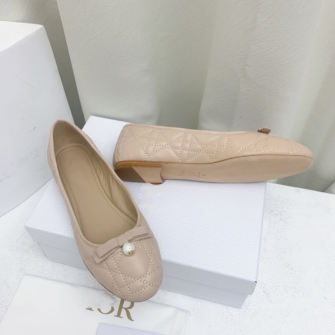 Dior CD Ballet Flat Beige Mop Front