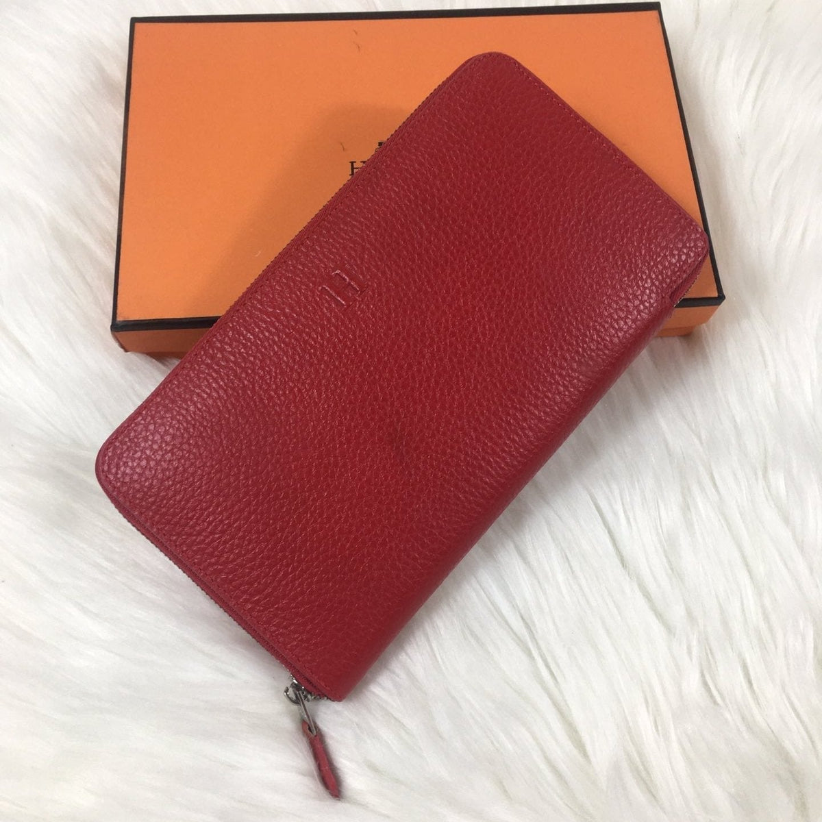 Hermes Silk'In Classic Wallet 20 Apple Grained Calfskin