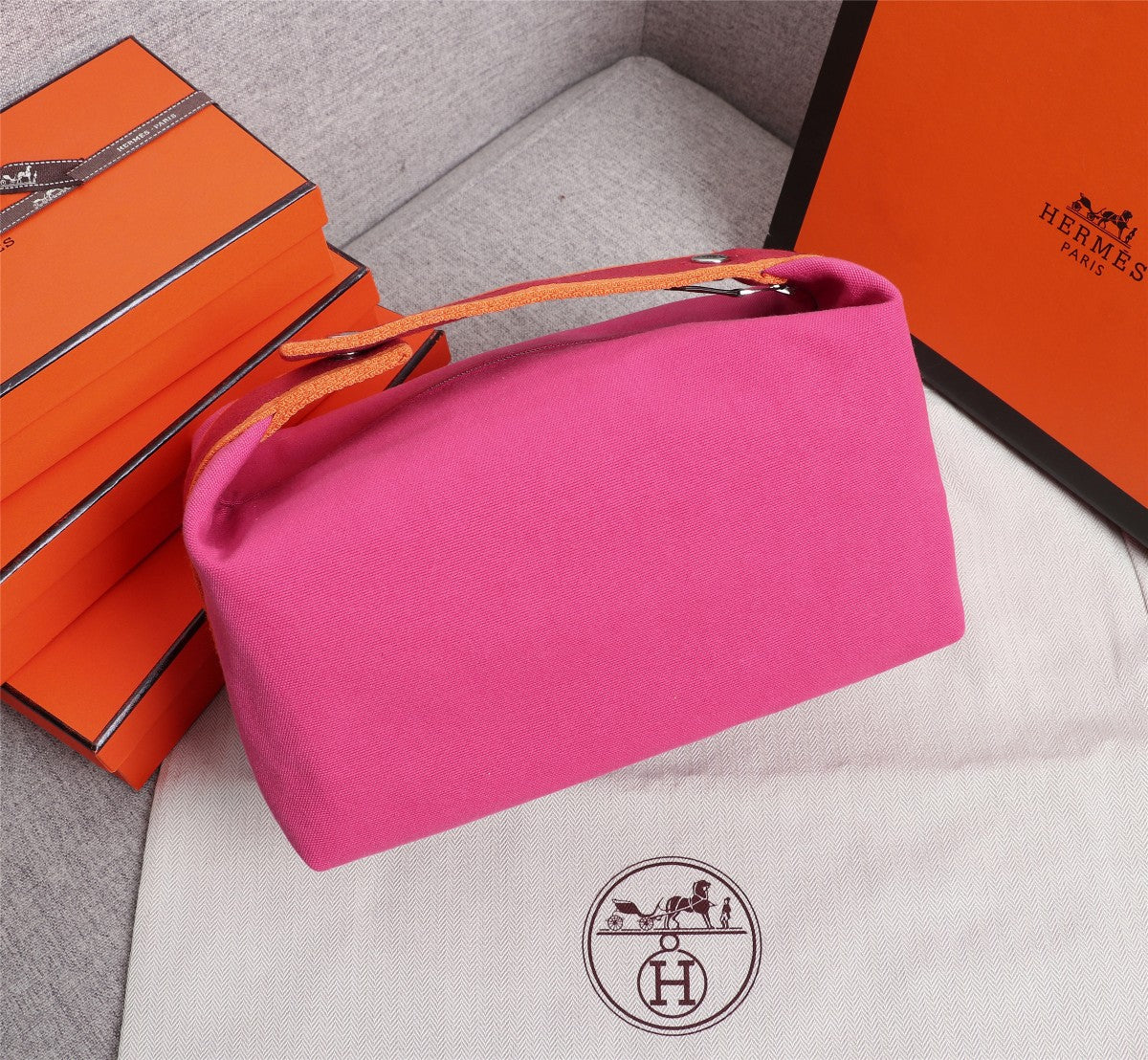 Hermes Bride-A-Brac 21 Deep Pink Canvas