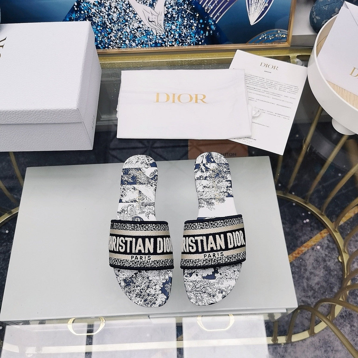 Dior CD Mule Dway Slide 10mm Multi-Motifs Style 29