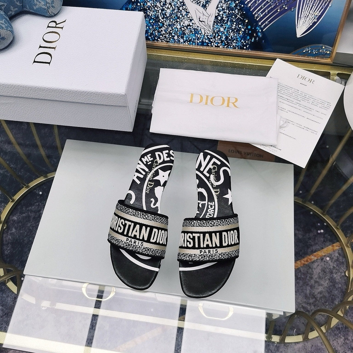 Dior CD Mule Dway Slide 10mm Multi-Motifs Style 30