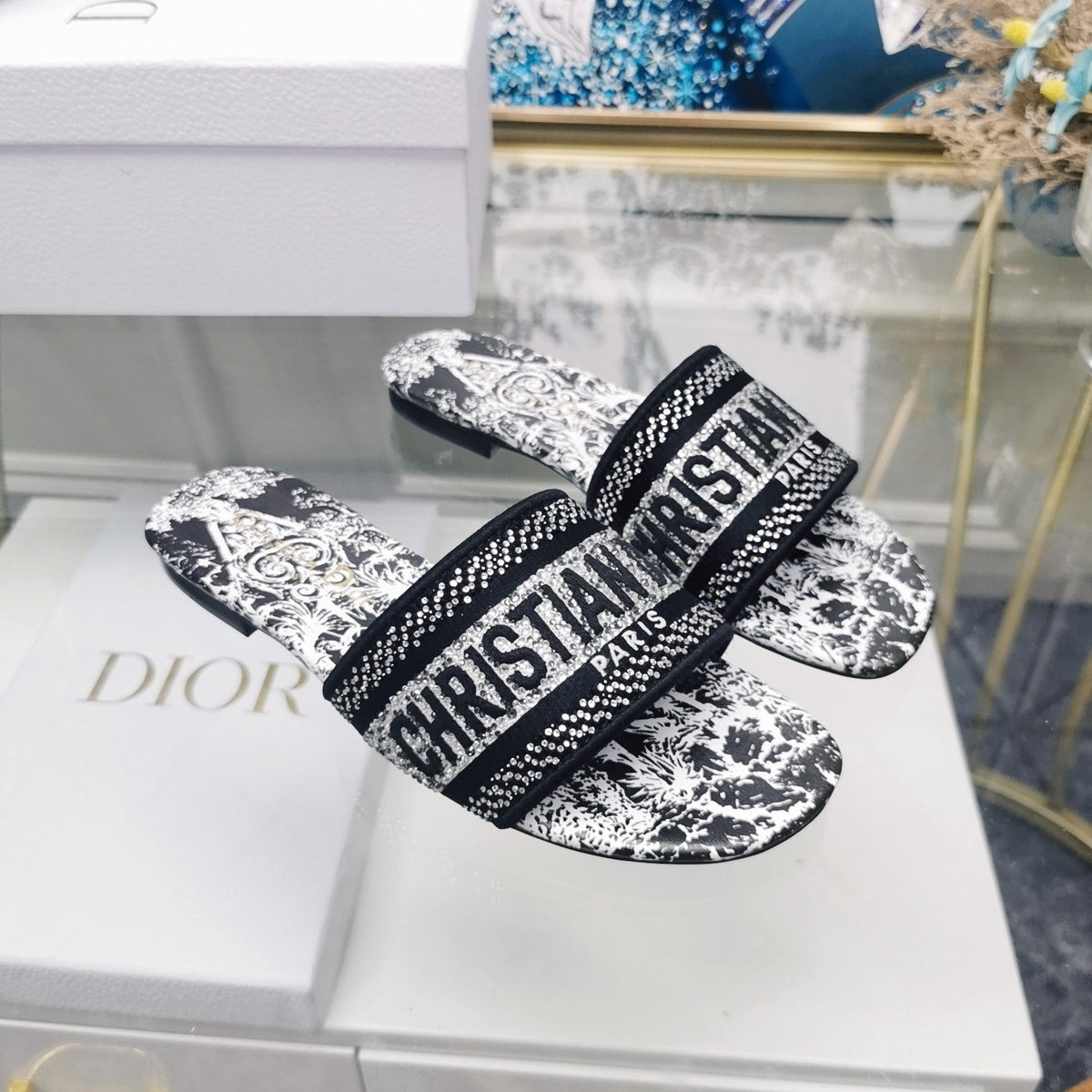 Dior CD Mule Dway Slide 10mm Multi-Motifs Style 17