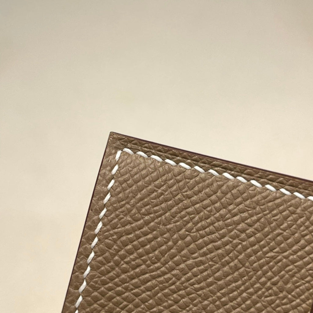 Hermes Mini Bearn Wallet 10.5 Etoupe Epsom Gold Hardware