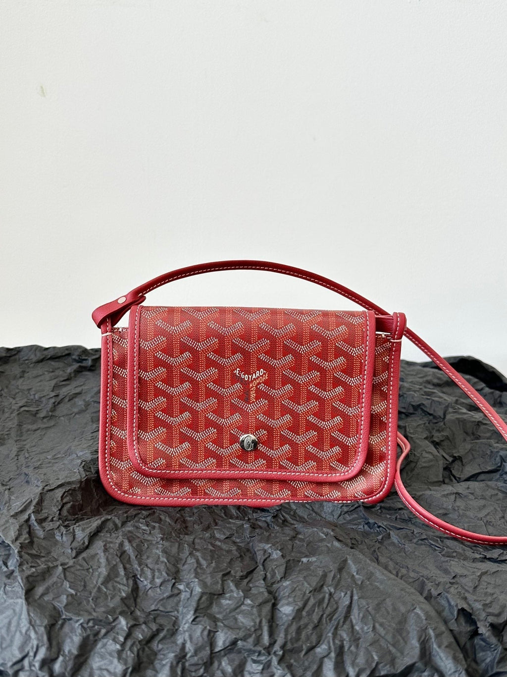 Goyard Plumet Pocket Wallet 20 in Classic Red Goyardine Canvas and Lambskin Trim
