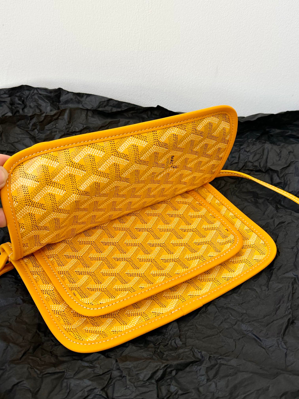 Goyard Plumet Pocket Wallet 20 in Yellow Goyardine Canvas and Lambskin Trim