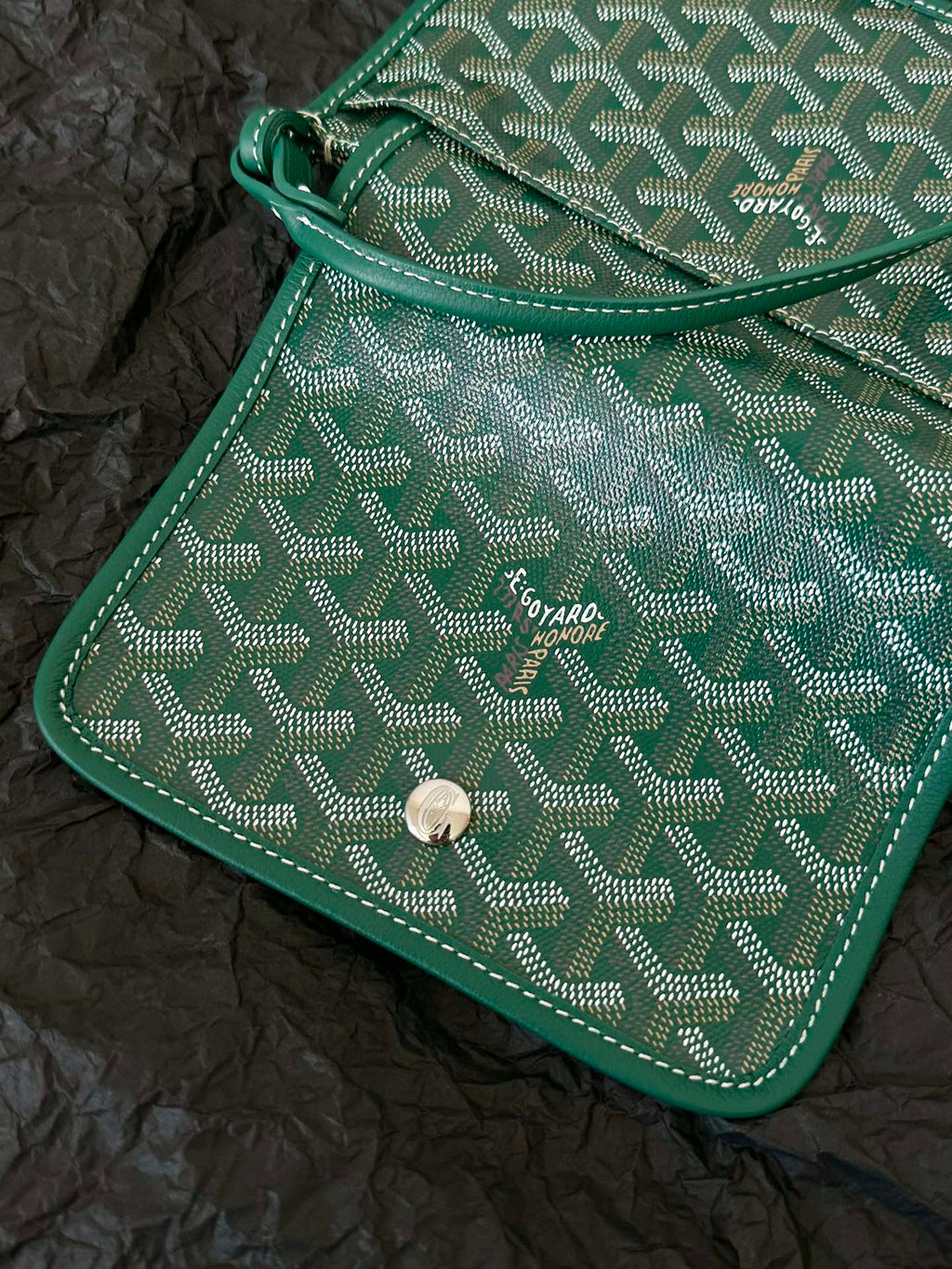 Goyard Plumet Pocket Wallet 20 in Green Goyardine Canvas and Lambskin Trim