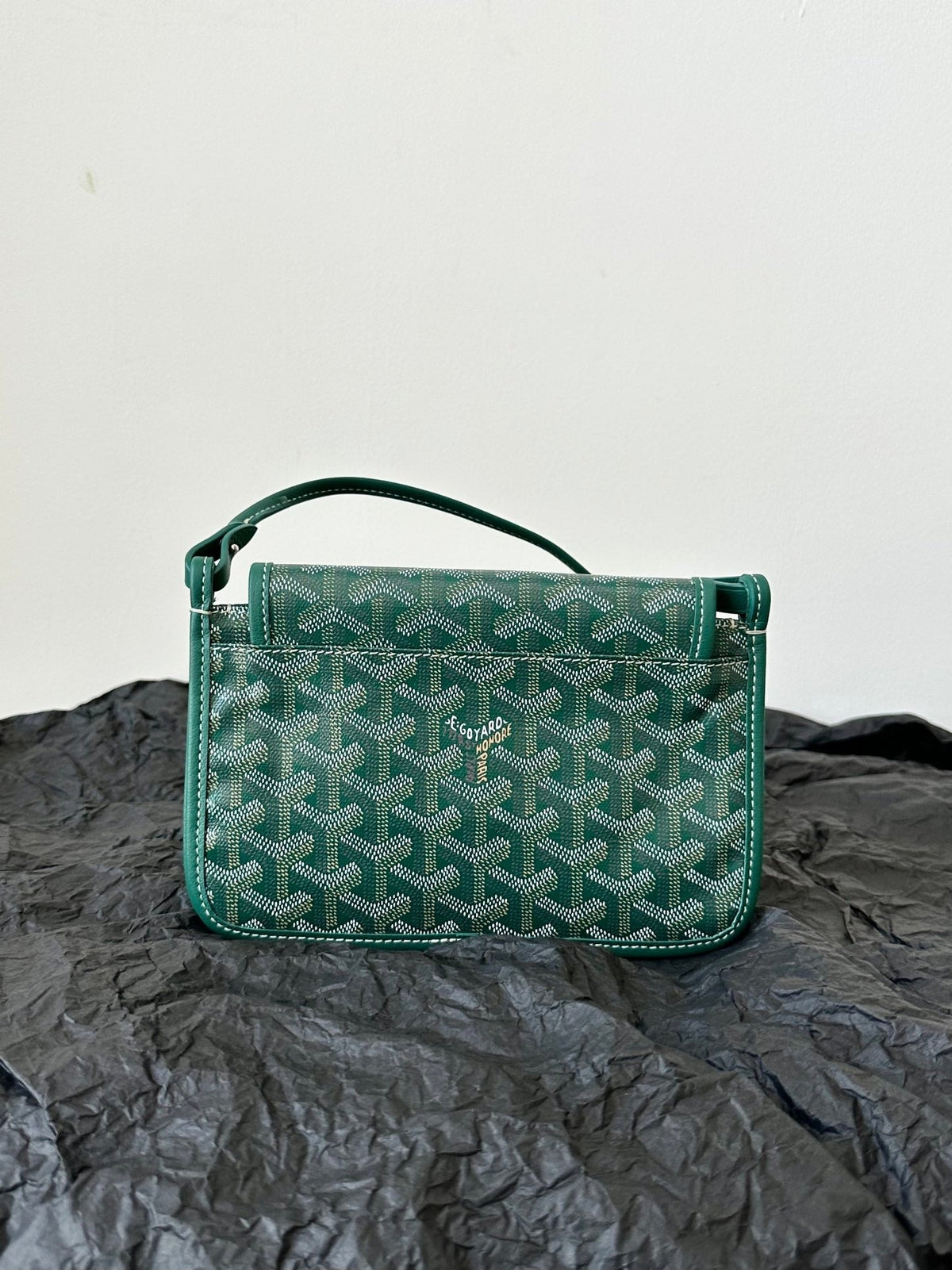 Goyard Plumet Pocket Wallet 20 in Green Goyardine Canvas and Lambskin Trim