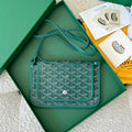 Goyard Plumet Pocket Wallet 20 in Green Goyardine Canvas and Lambskin Trim