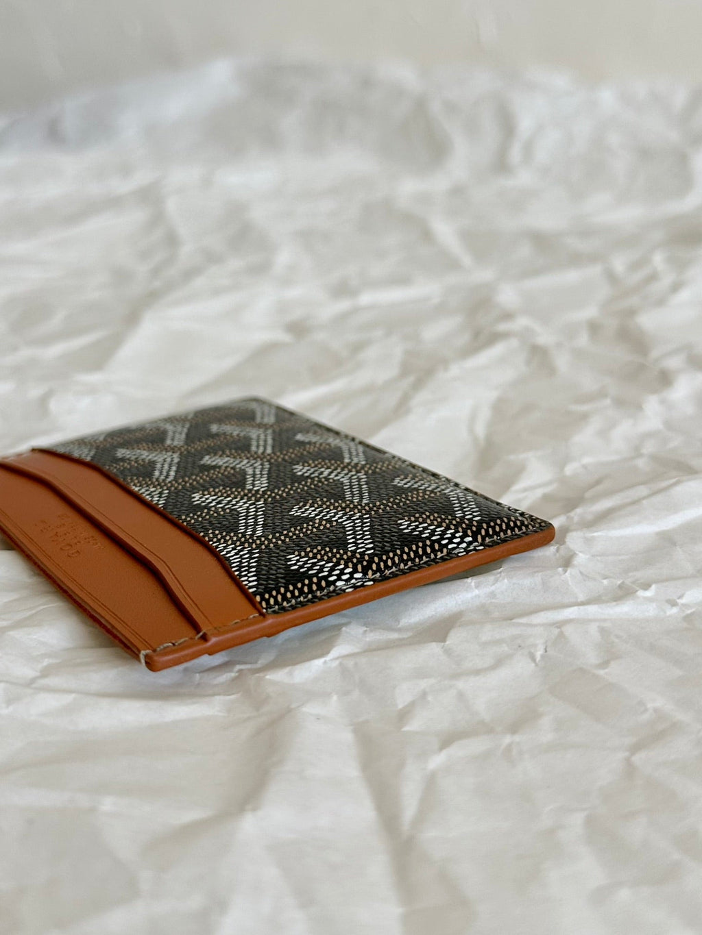 Goyard Saint-Sulpice Card Wallet 10 in Black Goyardine Canvas and Tan Calfskin