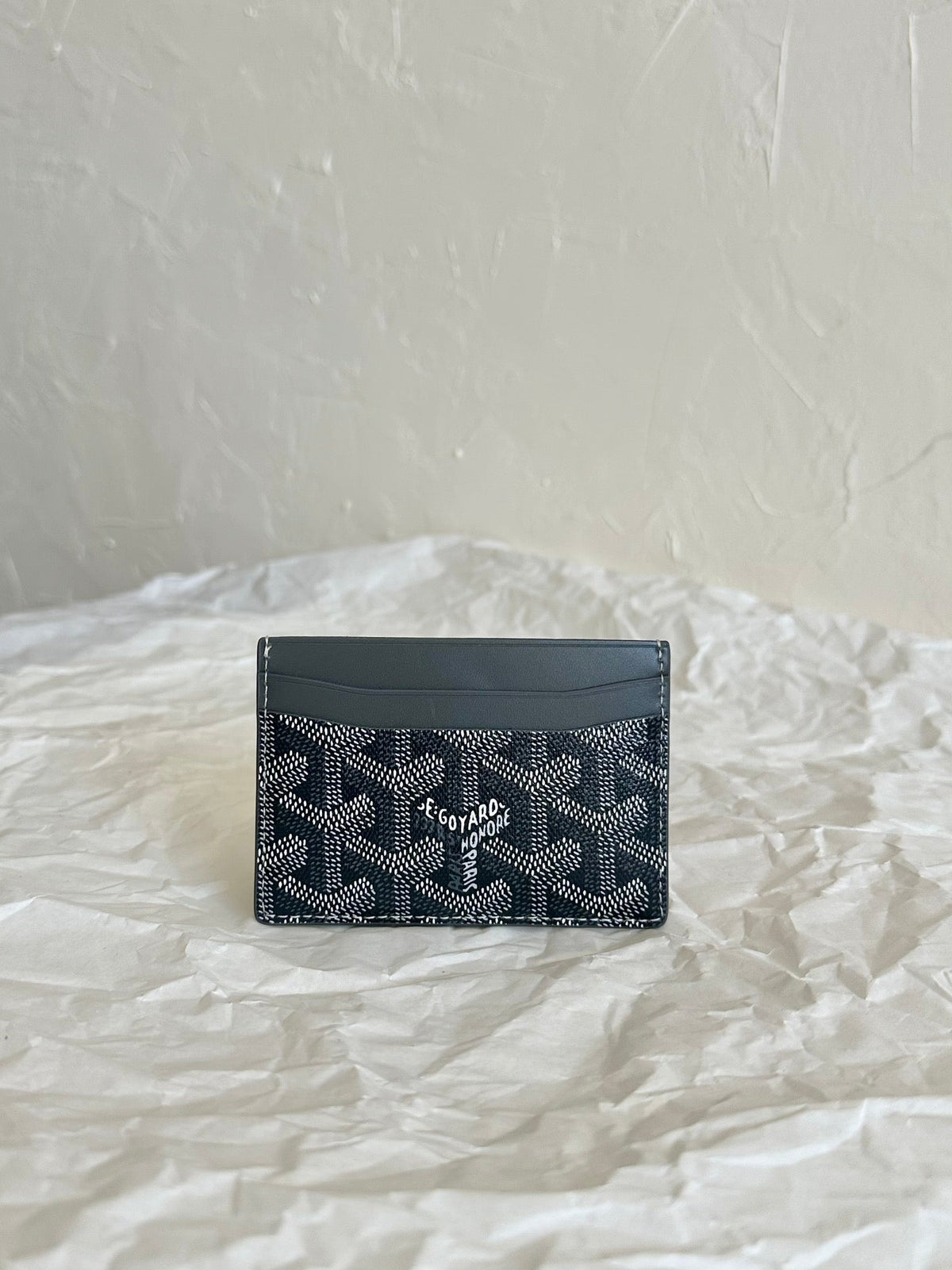 Goyard Saint-Sulpice Card Wallet 10 in Grey Black Goyardine Canvas and Calfskin
