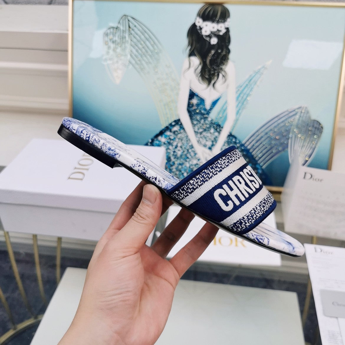 Dior CD Mule Dway Slide 10mm Multi-Motifs Style 78