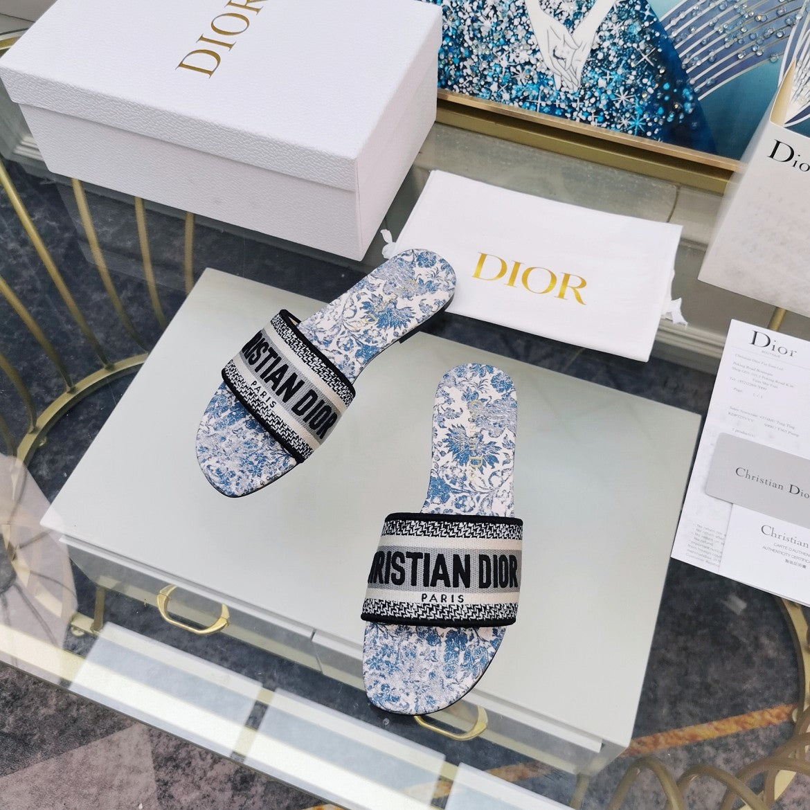 Dior CD Mule Dway Slide 10mm Multi-Motifs Style 75