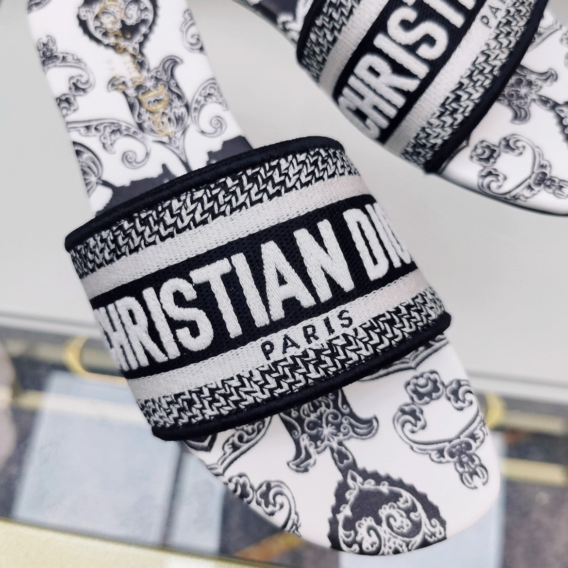 Dior CD Mule Dway Slide 10mm Multi-Motifs Style 26