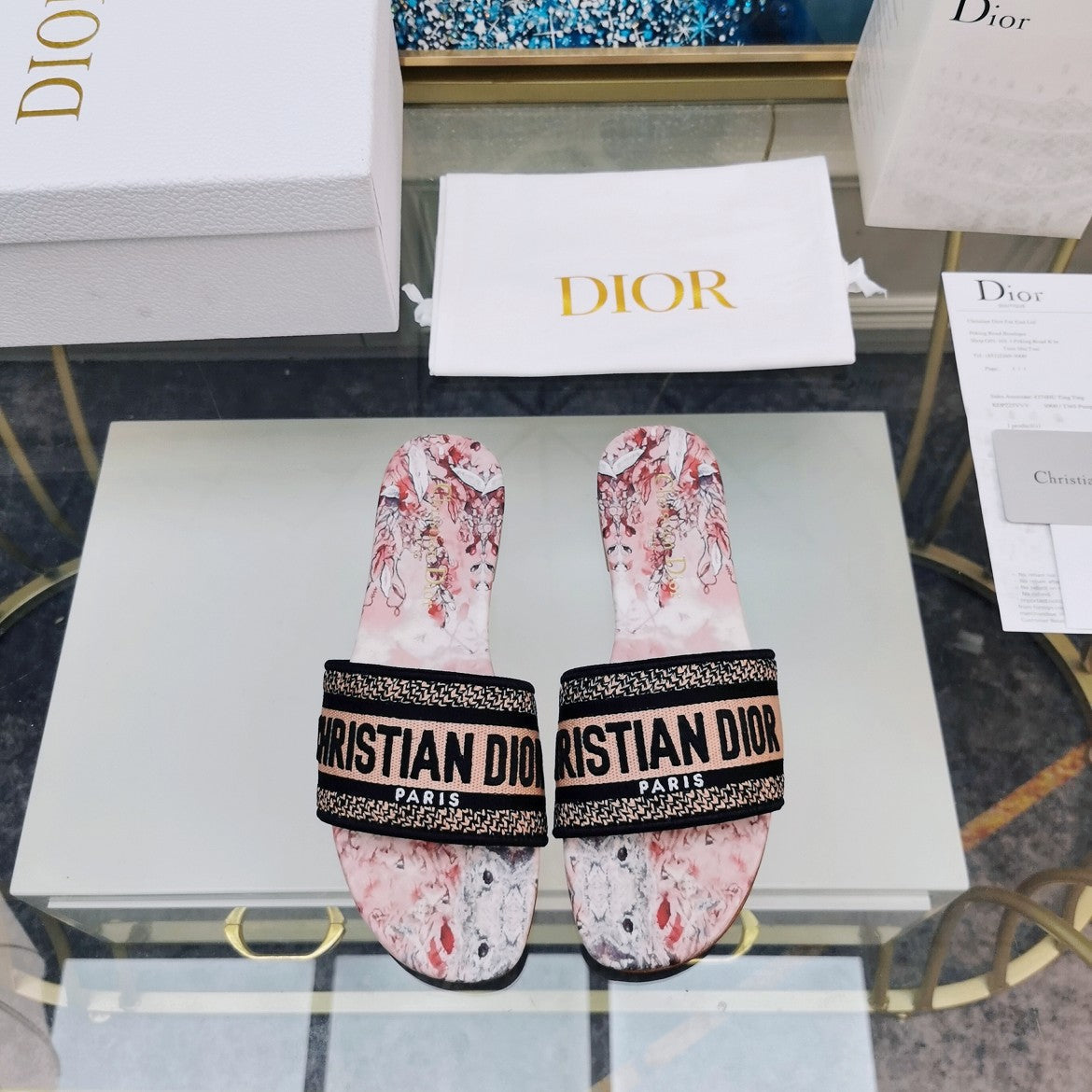 Dior CD Mule Dway Slide 10mm Multi-Motifs Style 73