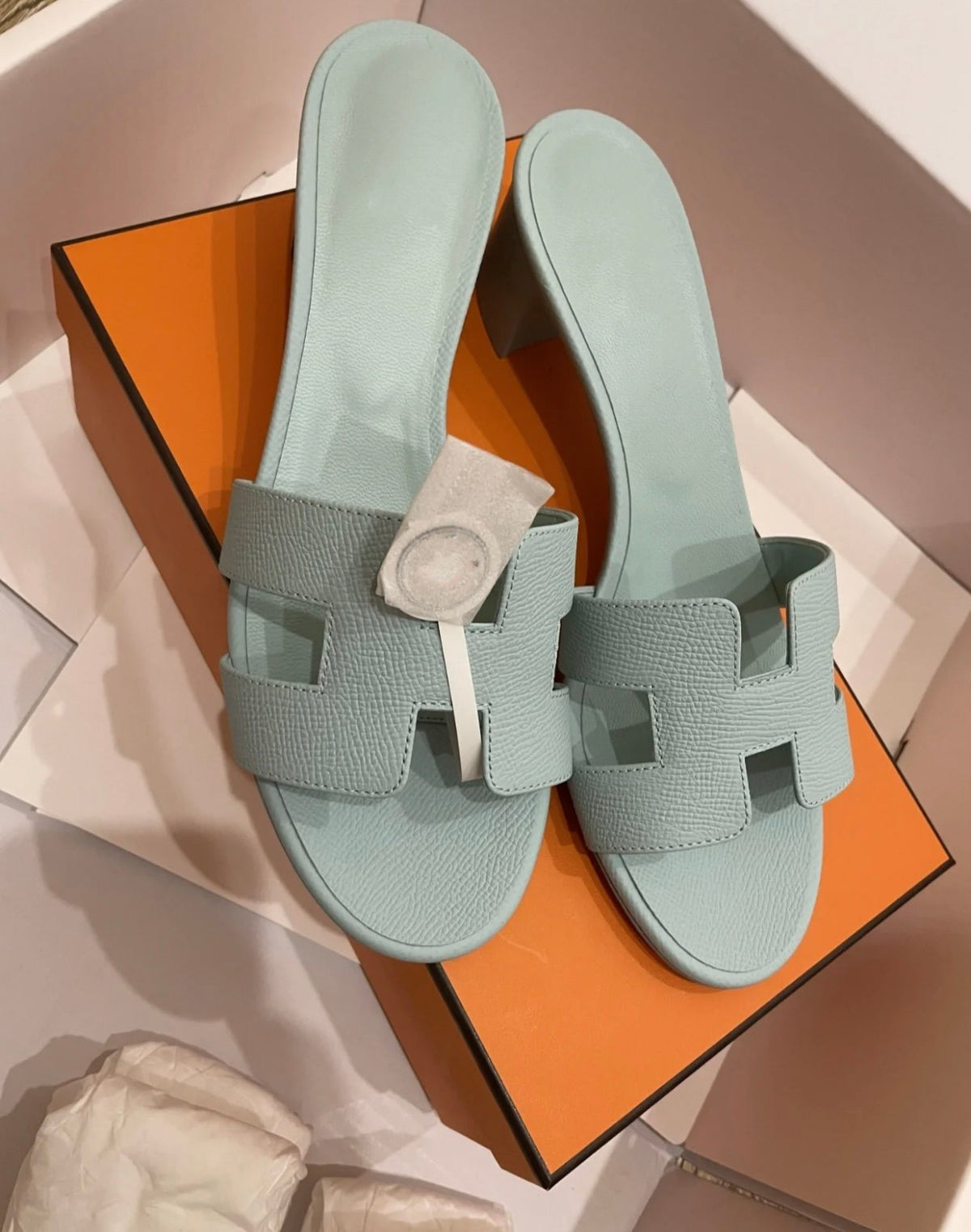 Hermes 0ASIS Sandal Epsom Calfskin Ice
