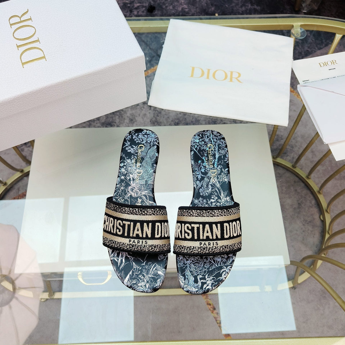 Dior CD Mule Dway Slide 10mm Multi-Motifs Style 4