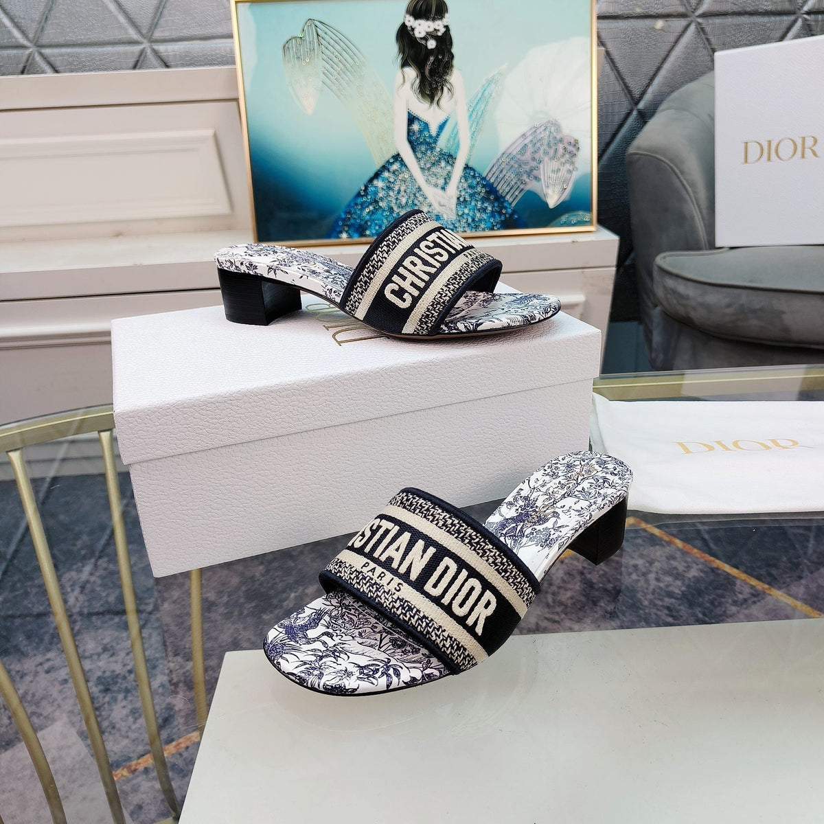 Dior CD Mule Dway Heeled Slide 45mm Style 14