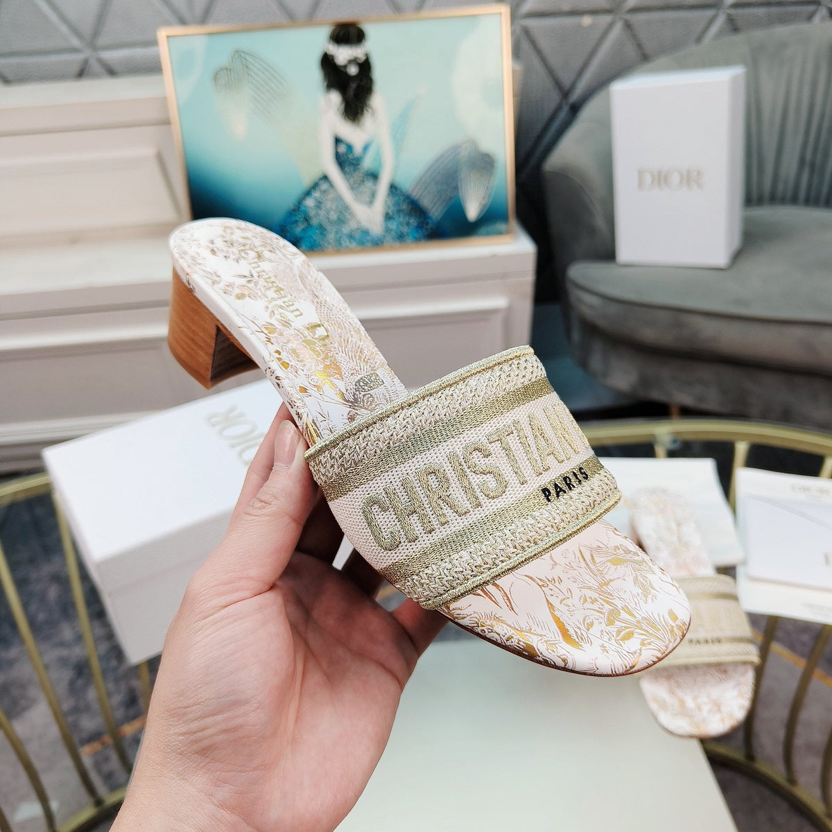 Dior CD Mule Dway Heeled Slide 45mm Style 6