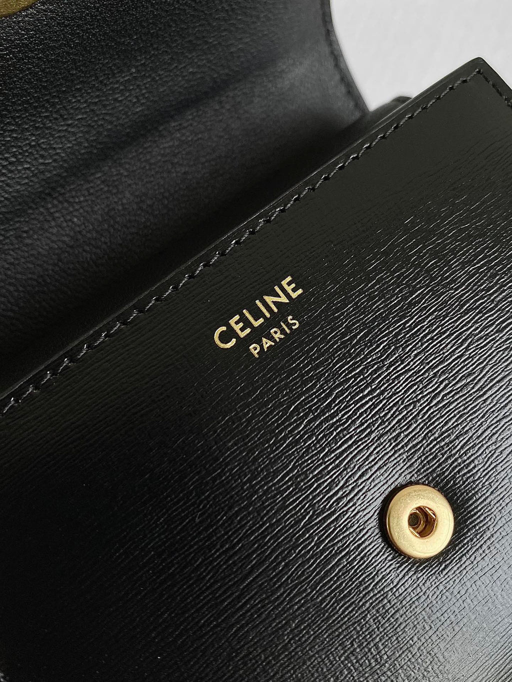 Celine Triphome 10 Trifold Wallet Calfskin Black