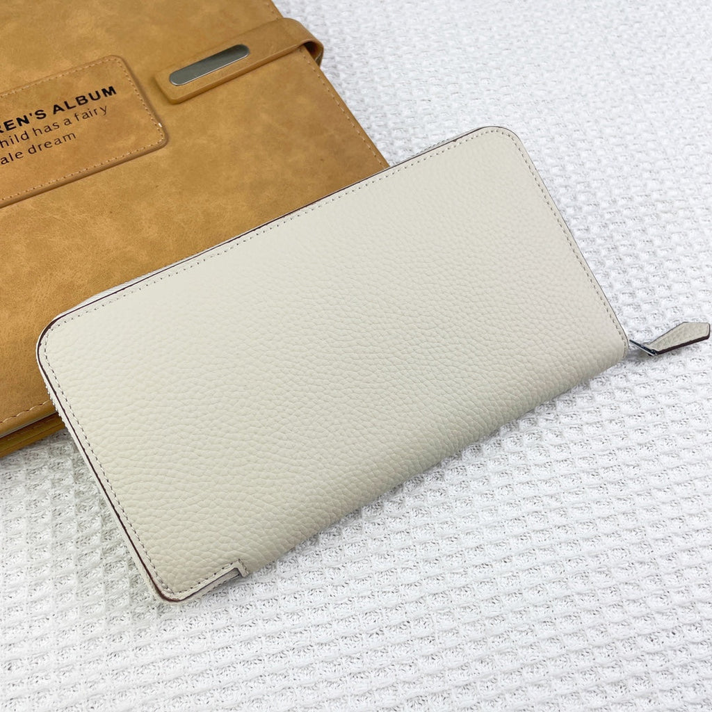 Hermes Silk'In Classic Wallet 20 White Grained Calfskin