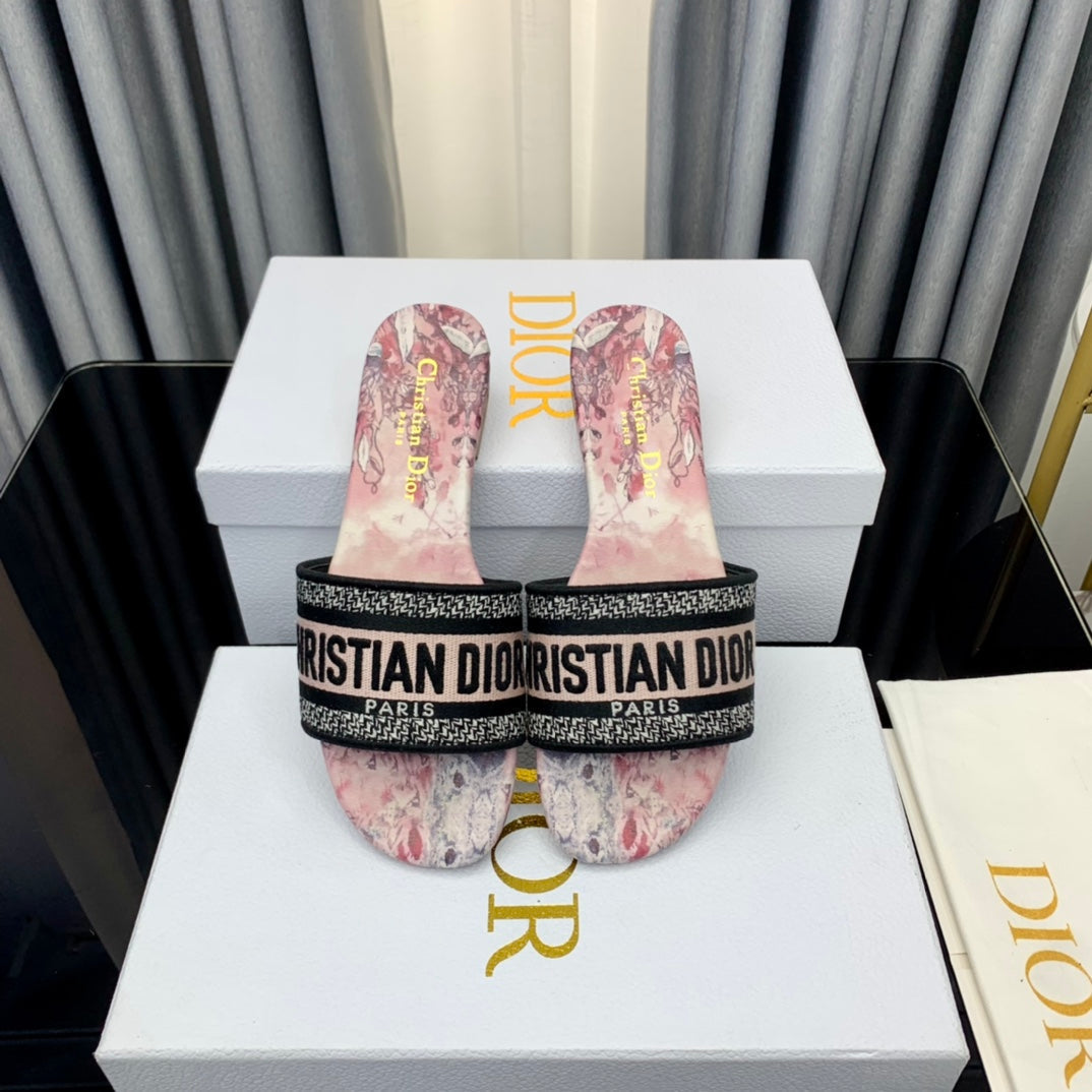 Dior CD Mule Dway Slide 10mm Multi-Motifs Style 36