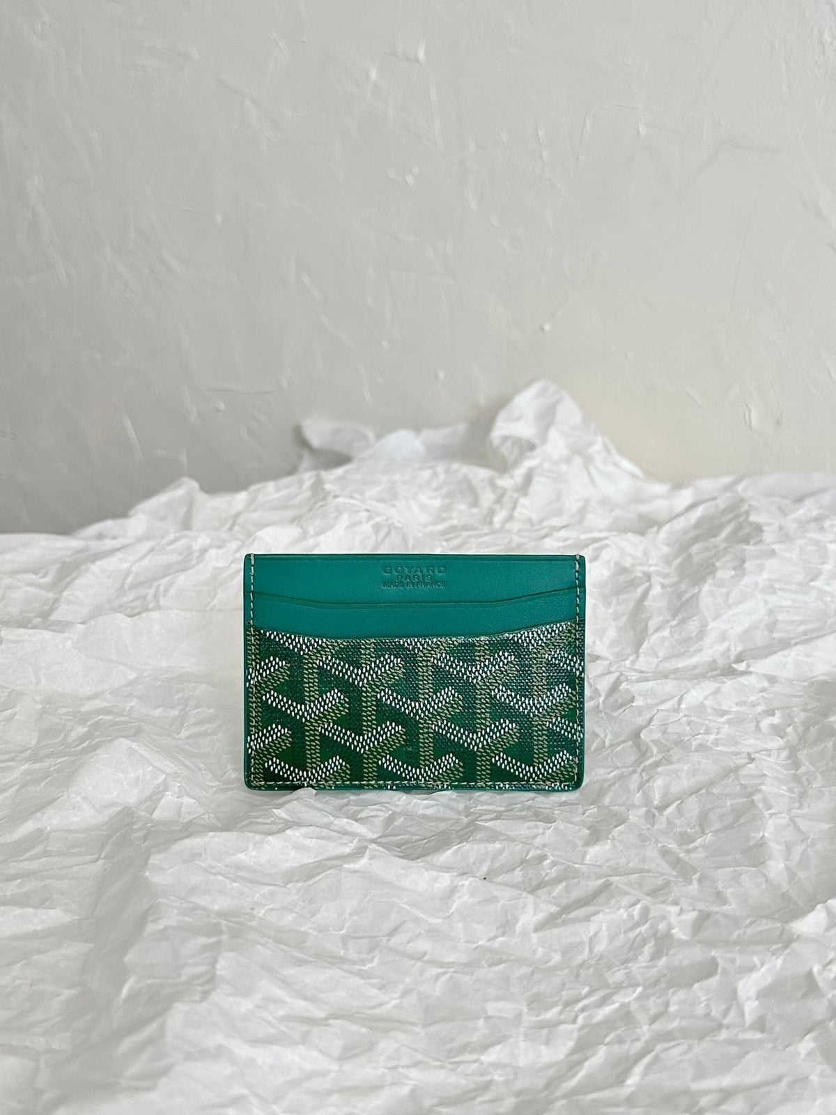 Goyard Saint-Sulpice Card Wallet 10 in Green Goyardine Canvas and Calfskin