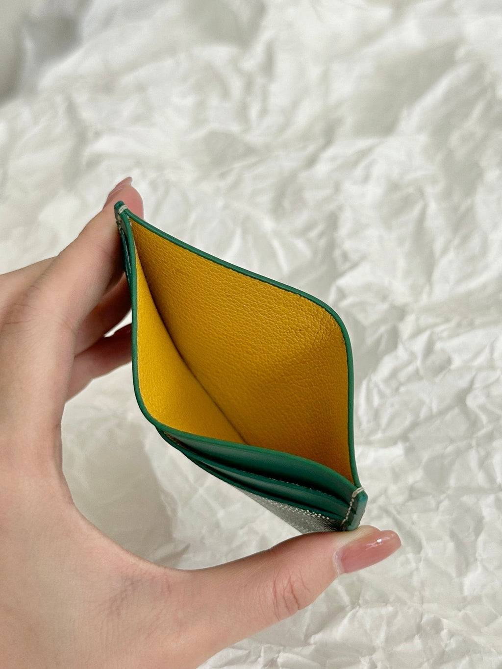 Goyard Saint-Sulpice Card Wallet 10 in Green Goyardine Canvas and Calfskin