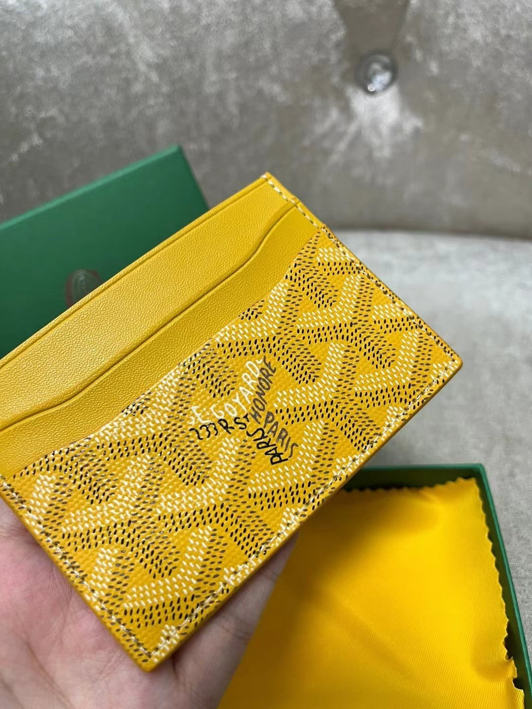 Goyard Saint-Sulpice Card Wallet 10 in Yellow Goyardine Canvas and Calfskin