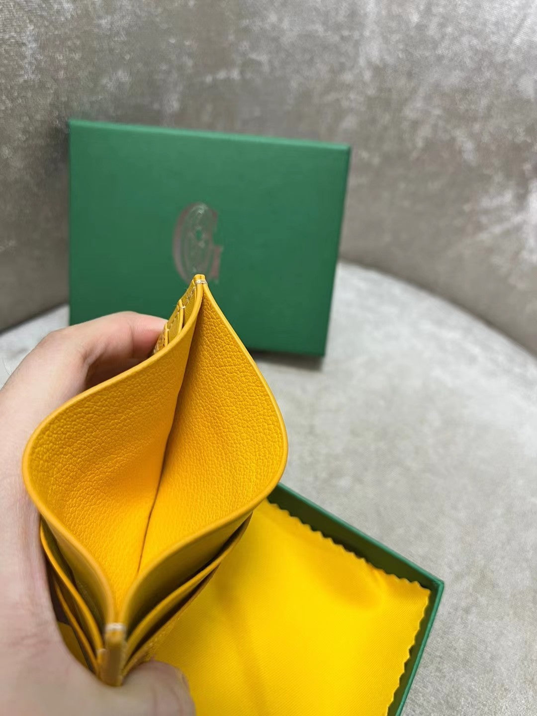 Goyard Saint-Sulpice Card Wallet 10 in Yellow Goyardine Canvas and Calfskin