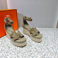 Hermes Elda Espadrille 80 Mocha Brown Suede