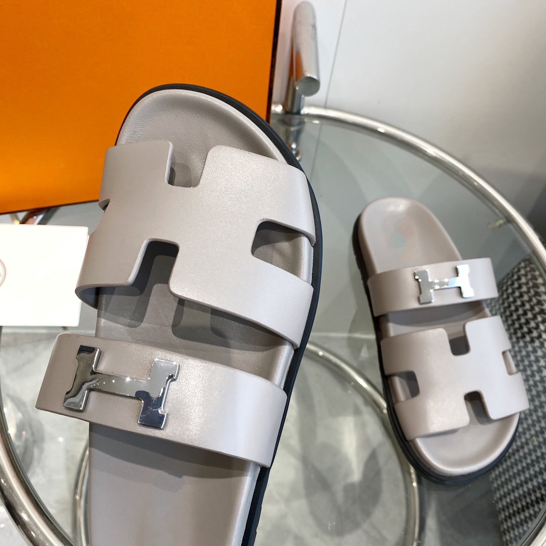 Hermes Chypre Sandal Gray Leather