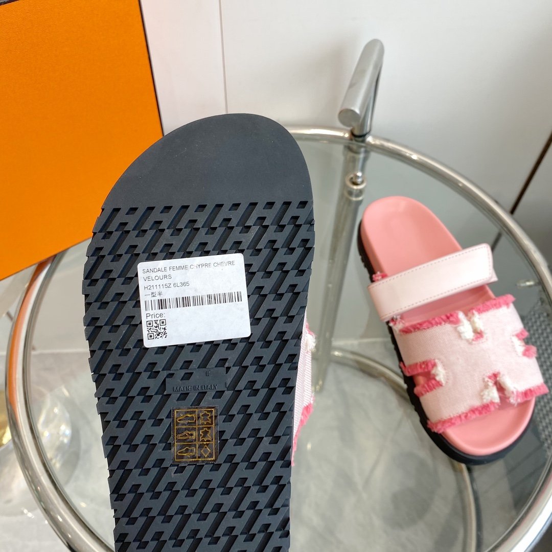 Hermes Chypre Techno Sandal Pink Leather