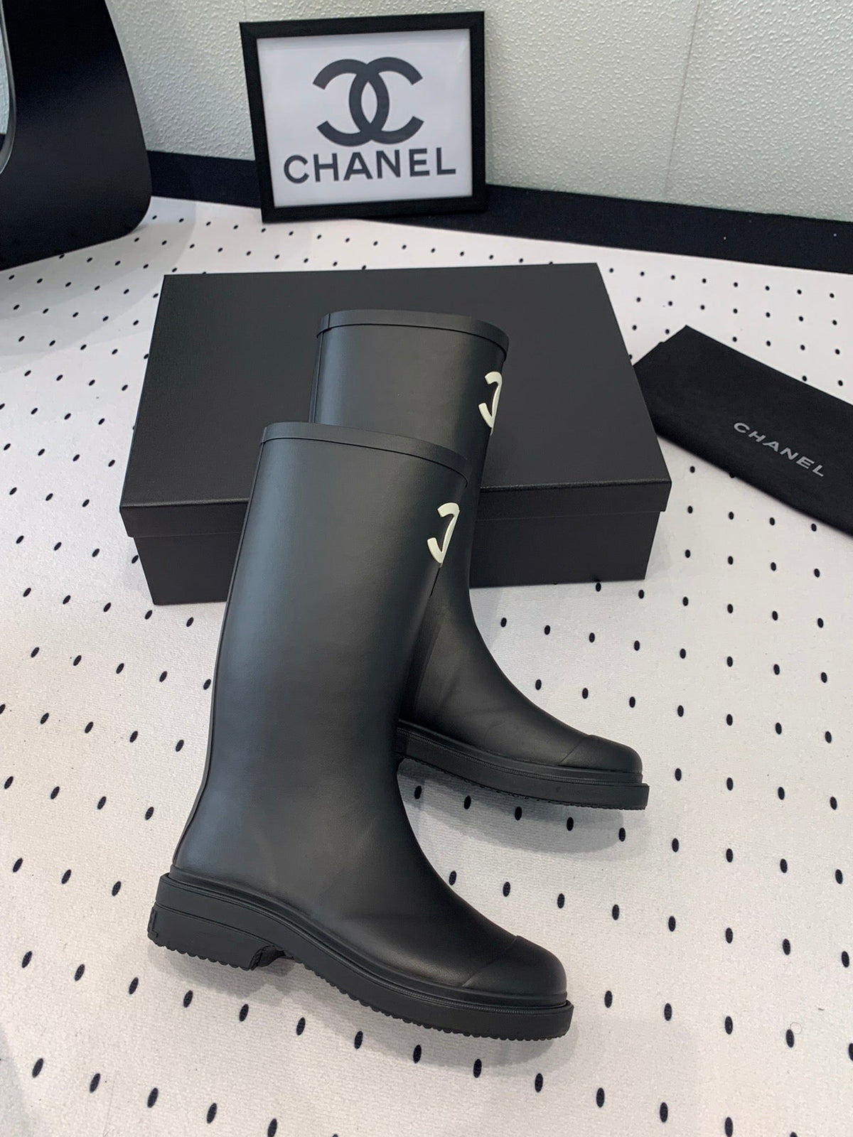 Chanel Rainboot Black Coler