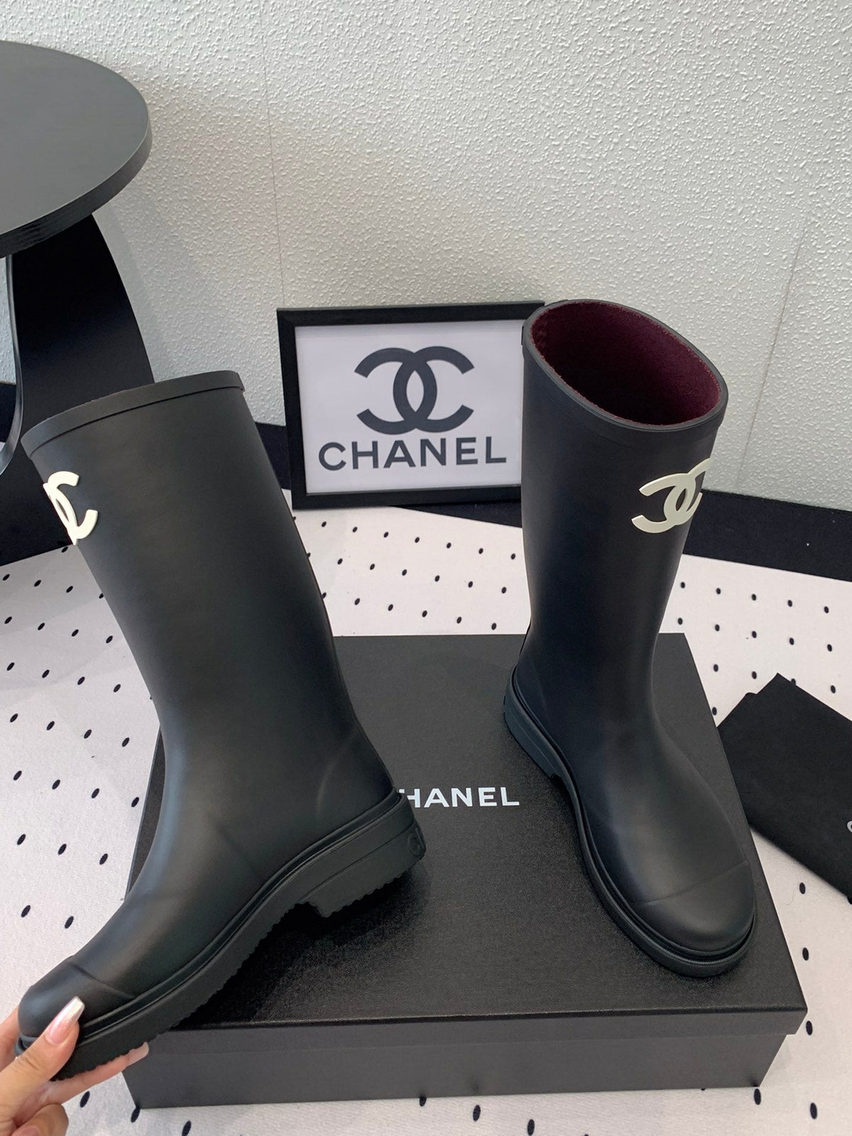 Chanel Rainboot Black Coler