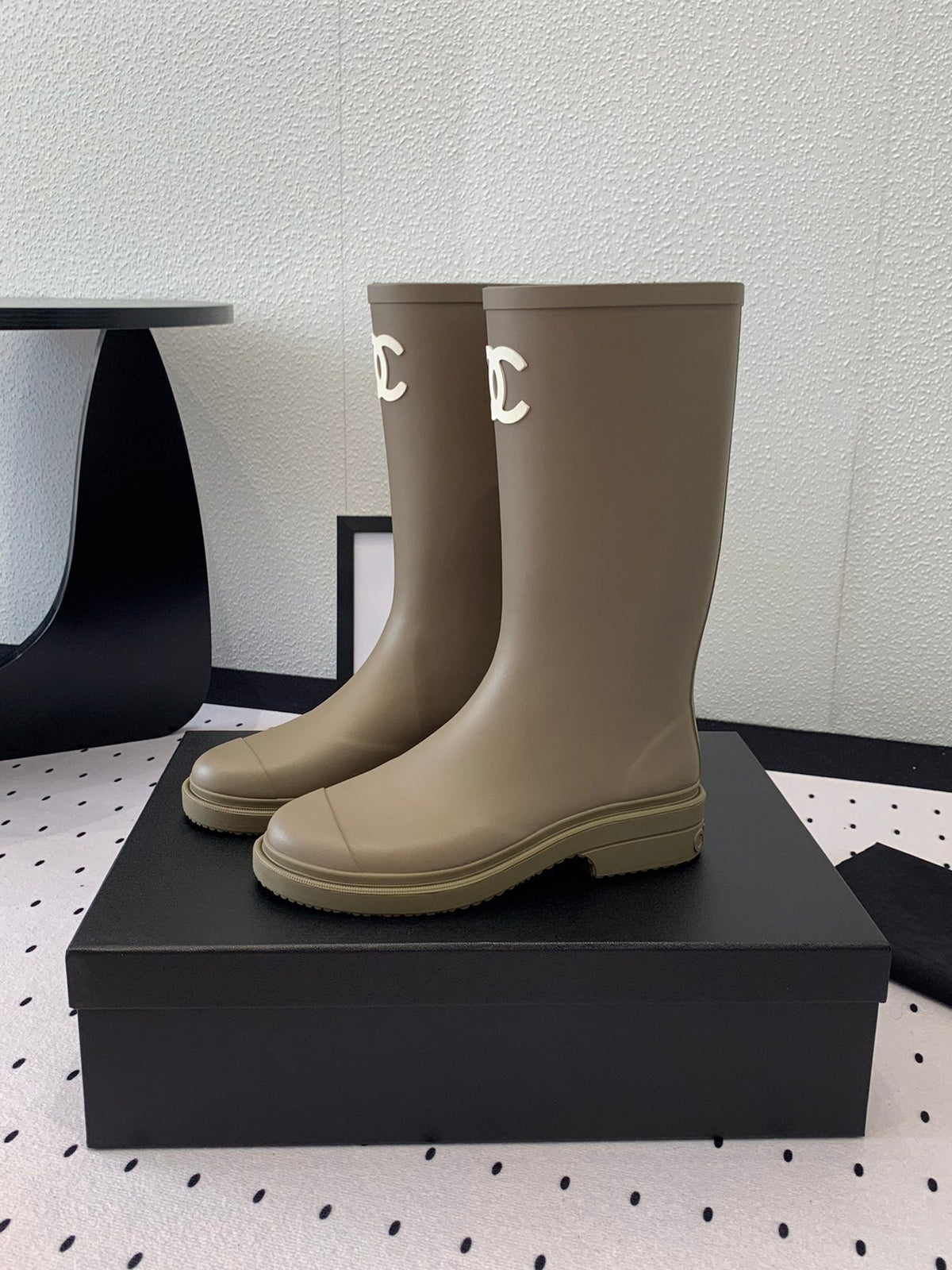 Chanel Rainboot Dark Beige