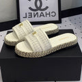 Chanel Double Women White Slippers Calfskin
