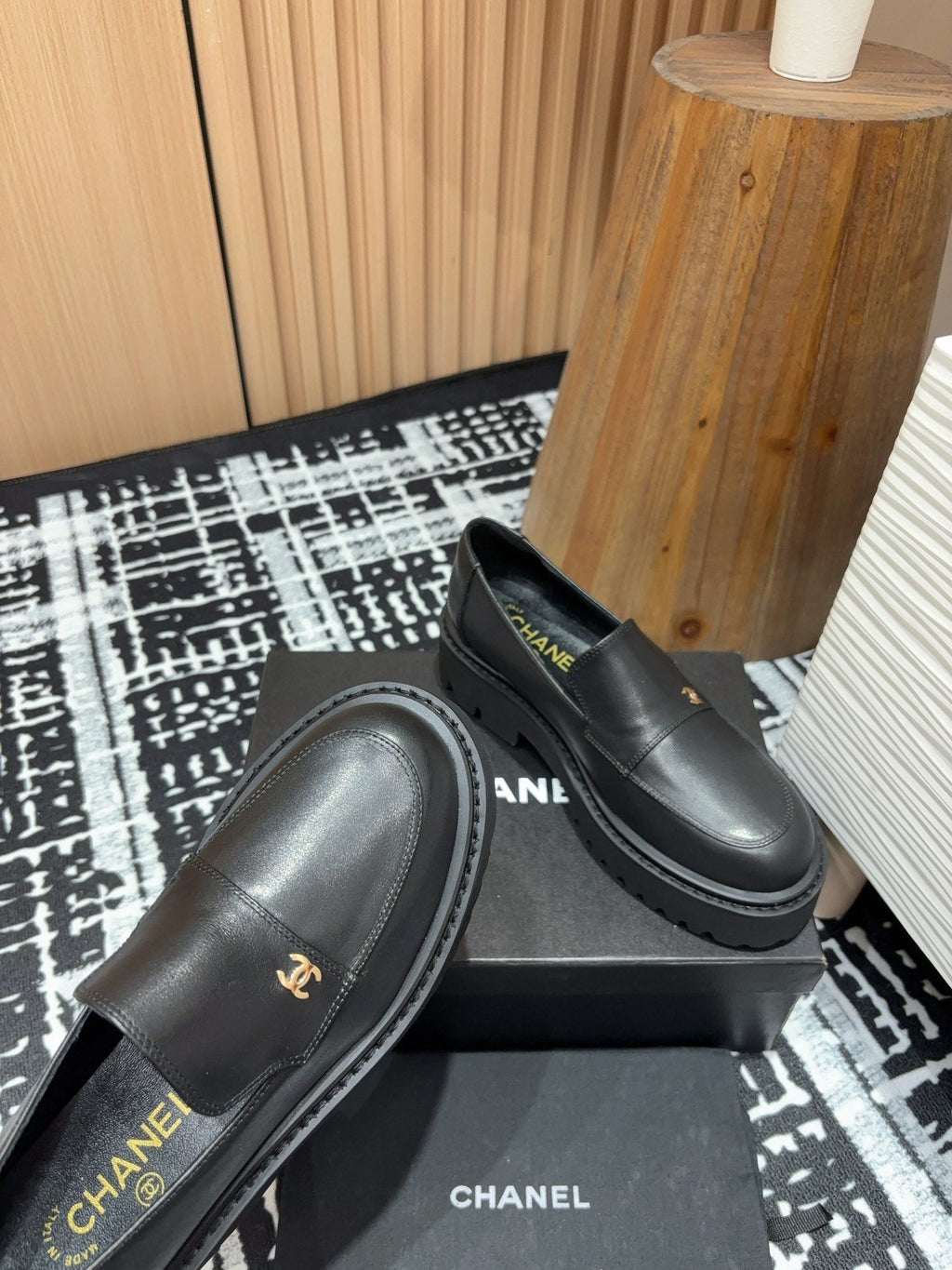 Chanel Moccasins in Black Calfskin