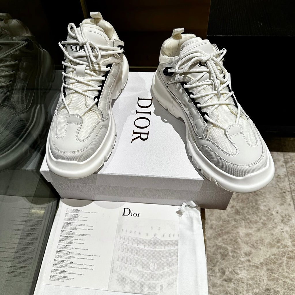 Dior C'Est Sneaker in White Calfskin and Breathable Mesh