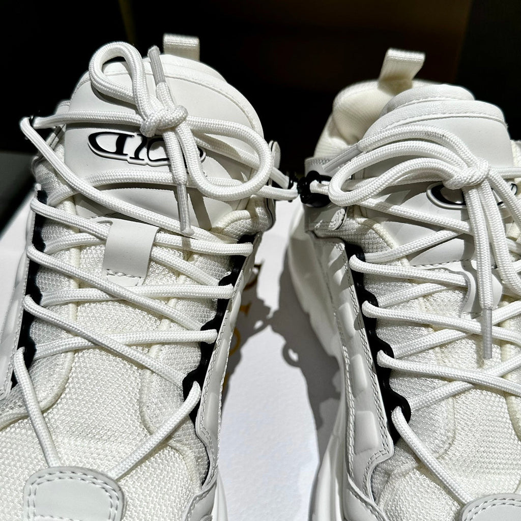 Dior C'Est Sneaker in White Calfskin and Breathable Mesh