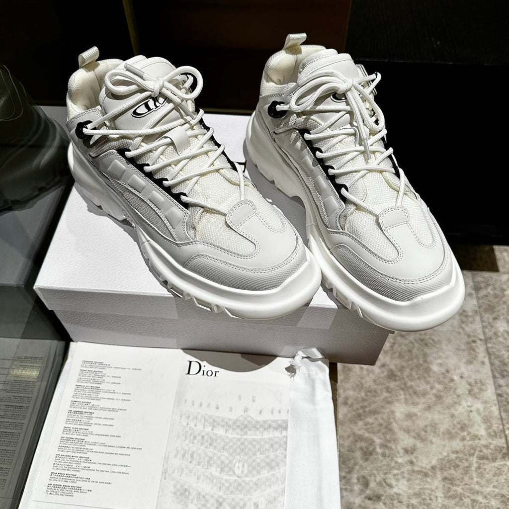 Dior C'Est Sneaker in White Calfskin and Breathable Mesh