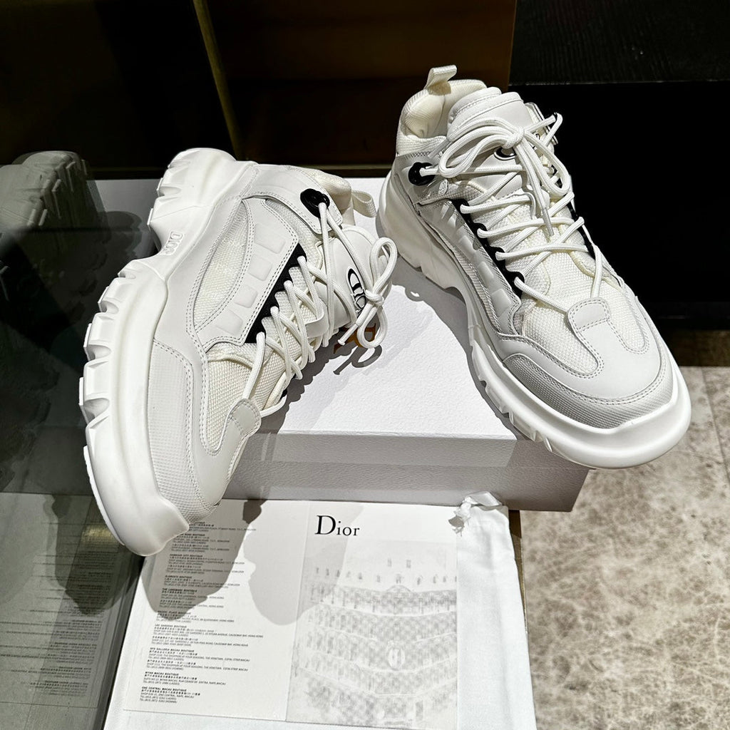 Dior C'Est Sneaker in White Calfskin and Breathable Mesh
