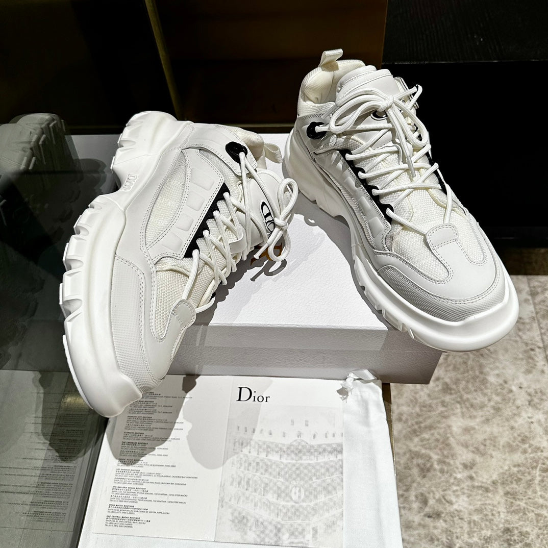 Dior C'Est Sneaker in White Calfskin and Breathable Mesh