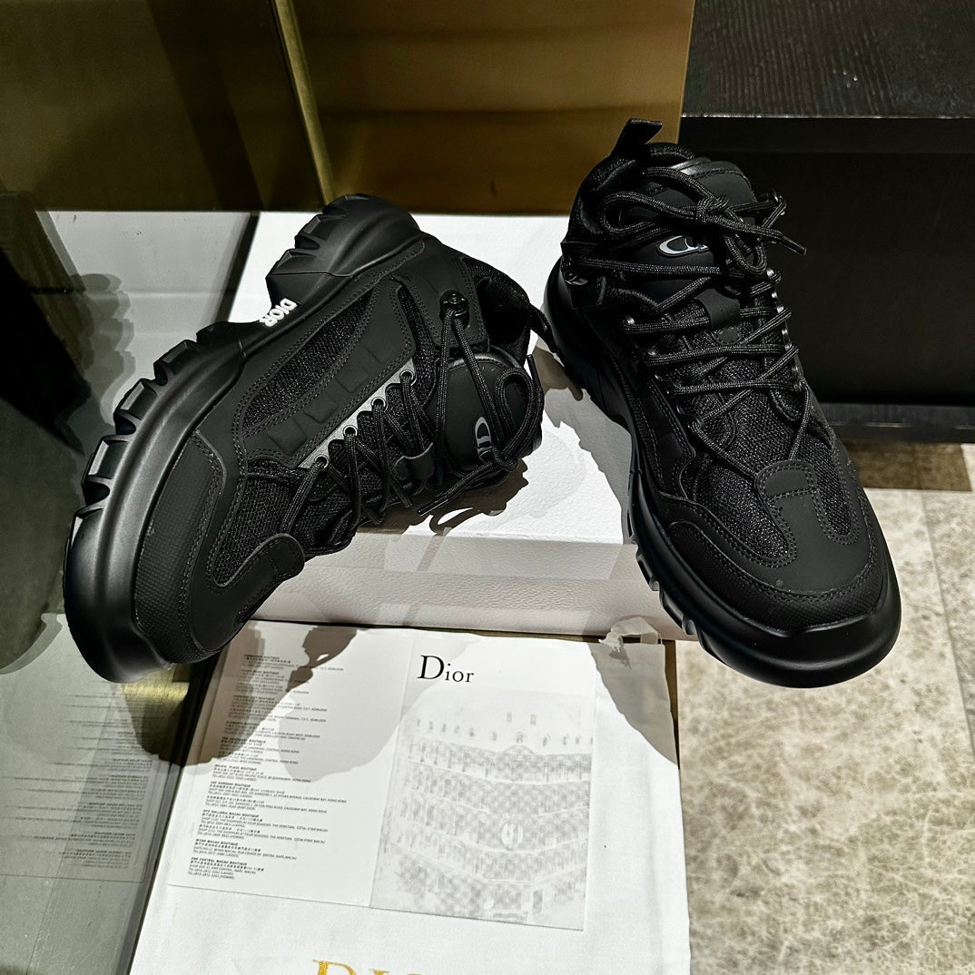 Dior C'Est Sneaker in Black Calfskin and Breathable Mesh