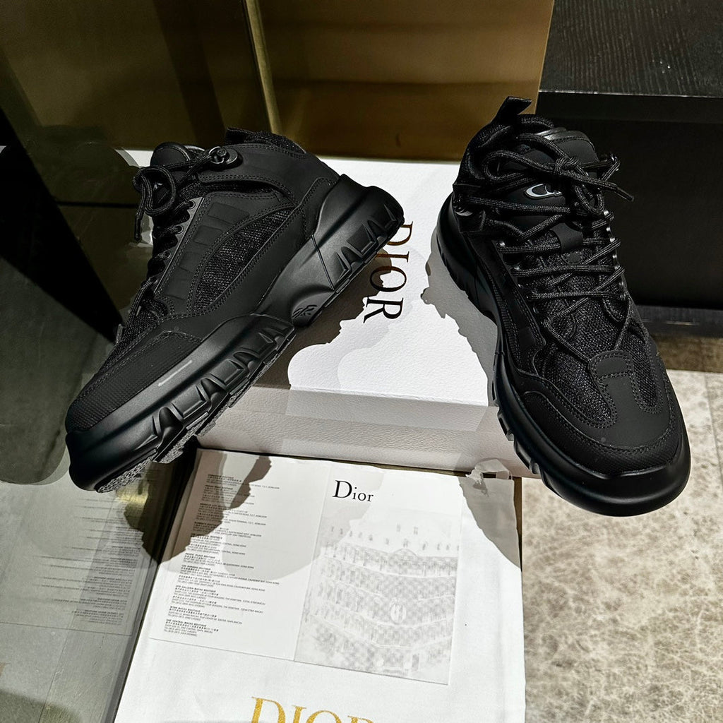 Dior C'Est Sneaker in Black Calfskin and Breathable Mesh