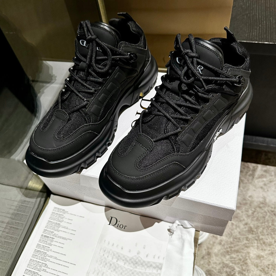 Dior C'Est Sneaker in Black Calfskin and Breathable Mesh